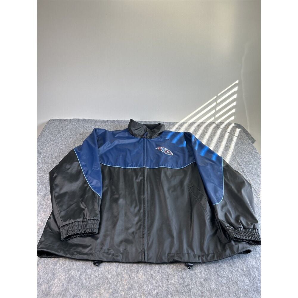 NFL Tennessee Titans Jacket Mens XL Blue Black NFL Football Full Zip FauxLeather